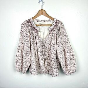 Universal Thread Cream Floral Peasant Blouse Boho Cottagecore XL